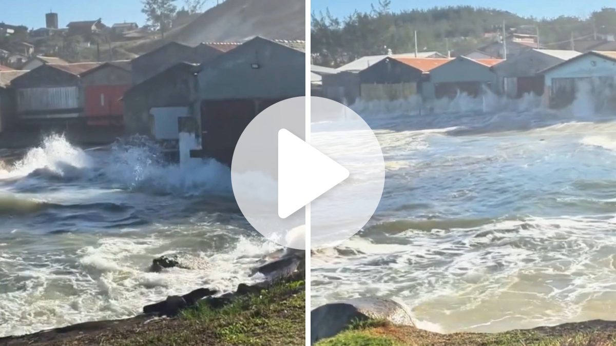 VÍDEO: Ciclone bomba causa ondas gigantes e maré avança sobre casas em SC