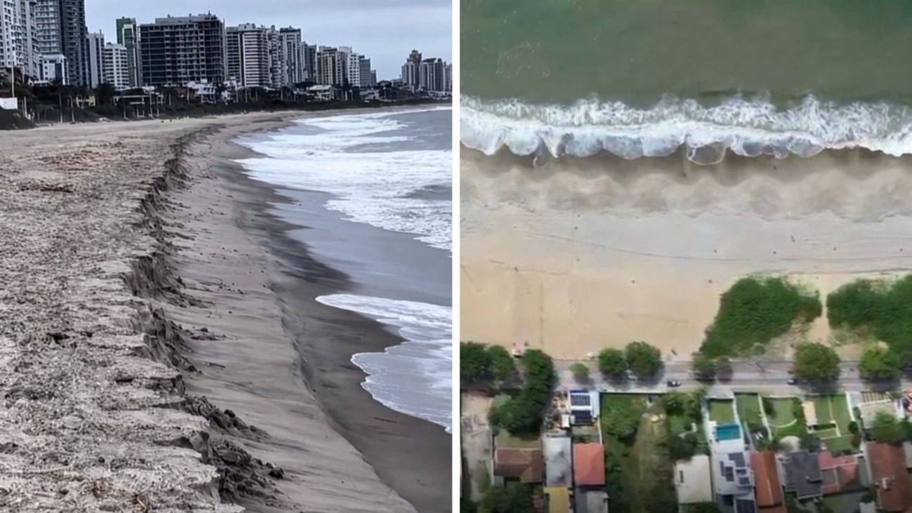 Mar causa erosão em praia alargada menos de dois meses após a conclusão da obra em Balneário Piçarras