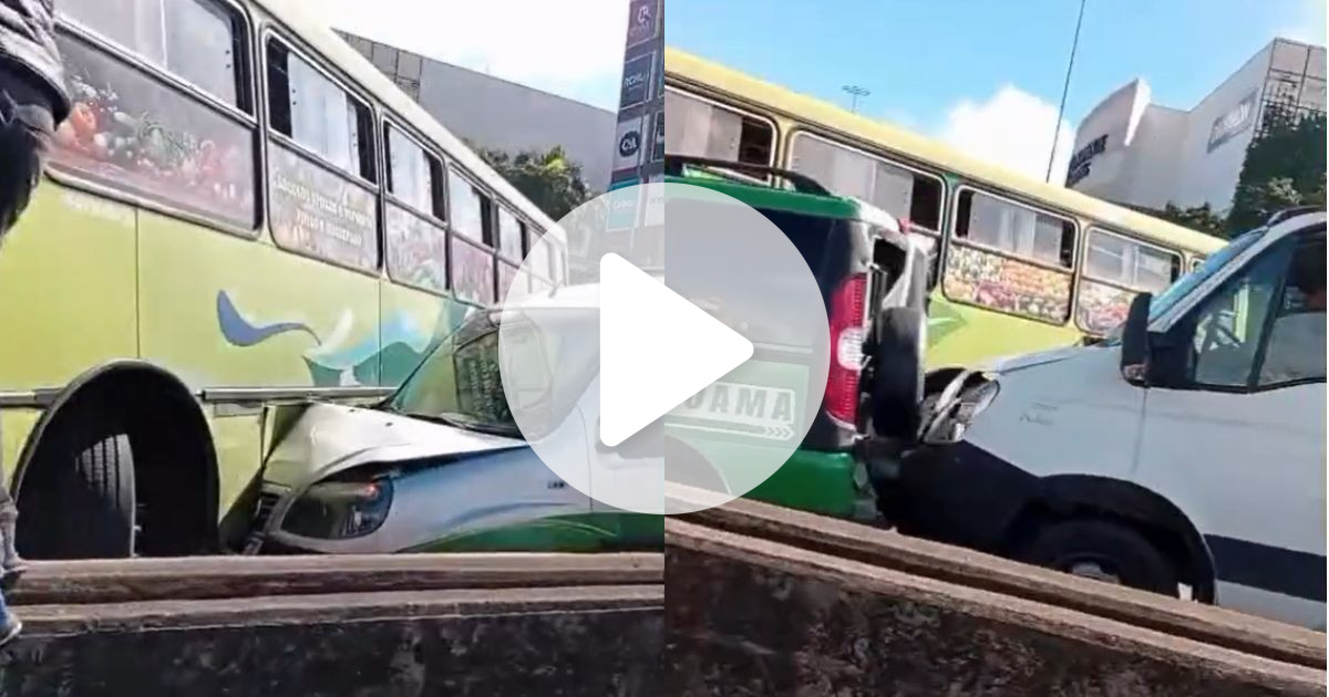 VÍDEO: Acidente com ônibus bloqueia BR-101 e gera trânsito quilométrico na Grande