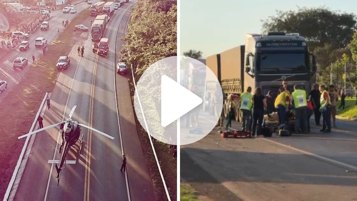 Policial da PRF é atropelado e resgatado de helicóptero após acidente em SC