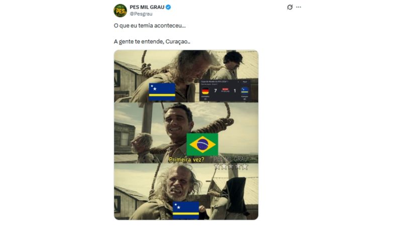 Goleada sofrida por Curaçao repercutiu na web - X/Reprodução/ND Mais