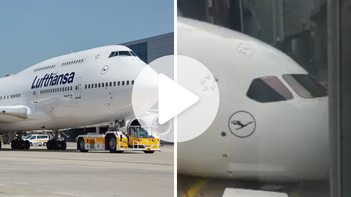Avião fica com ‘nariz’ no chão após falha no trem de pouso e deixa feridos em aeroporto