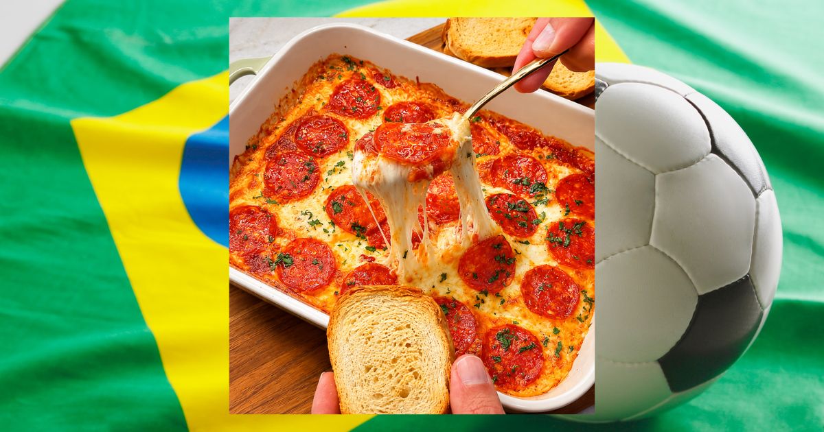Creme de pizza para comer com torradas durante os jogos da Copa