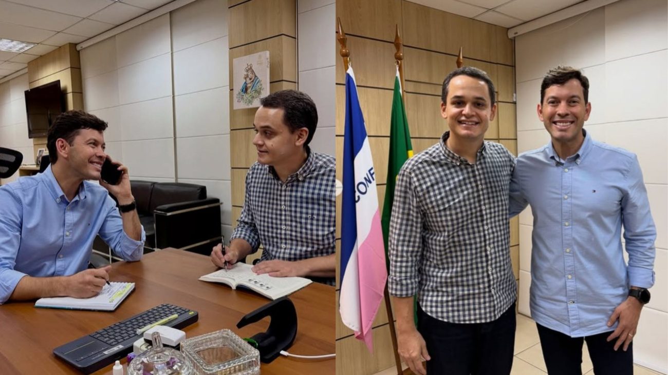 Disputa eleitoral no Espírito Santo: Arnaldinho Bordo (PSDB), prefeito de Vila Velha, ao lado de Lorenzo Pazolini (Republicanos), um dos nomes cogitados à corrida eleitoral no Palácio AnchietaFoto: Redes sociais/Divulgação/ND Mais