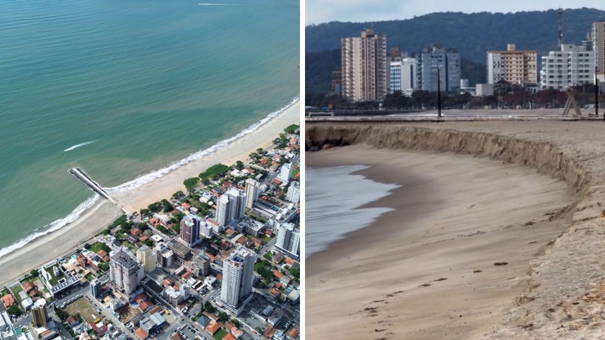 Erosão aparece em praia recém-alargada em SC e levanta dúvidas sobre obra de R$ 53 milhões
