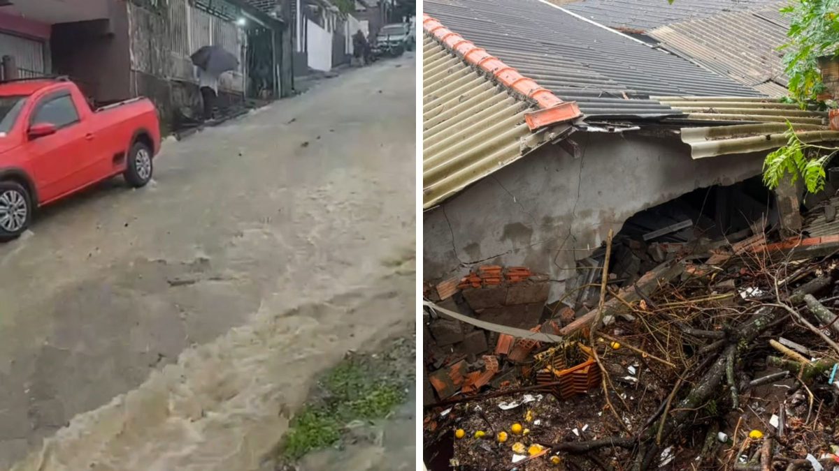 Imagens mostram força da água e casas interditadas após extravasamento em Florianópolis