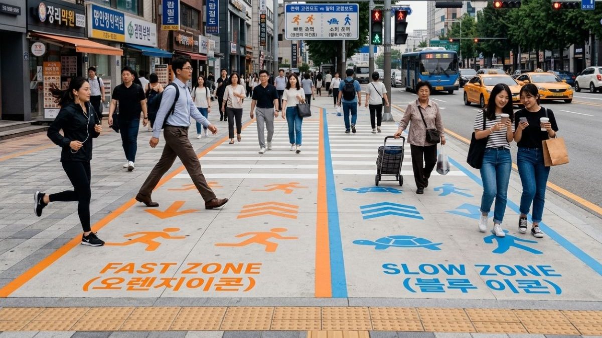 Coreia do Sul cria "rodovia humana" para separar os apressados dos lentos nas calçadas