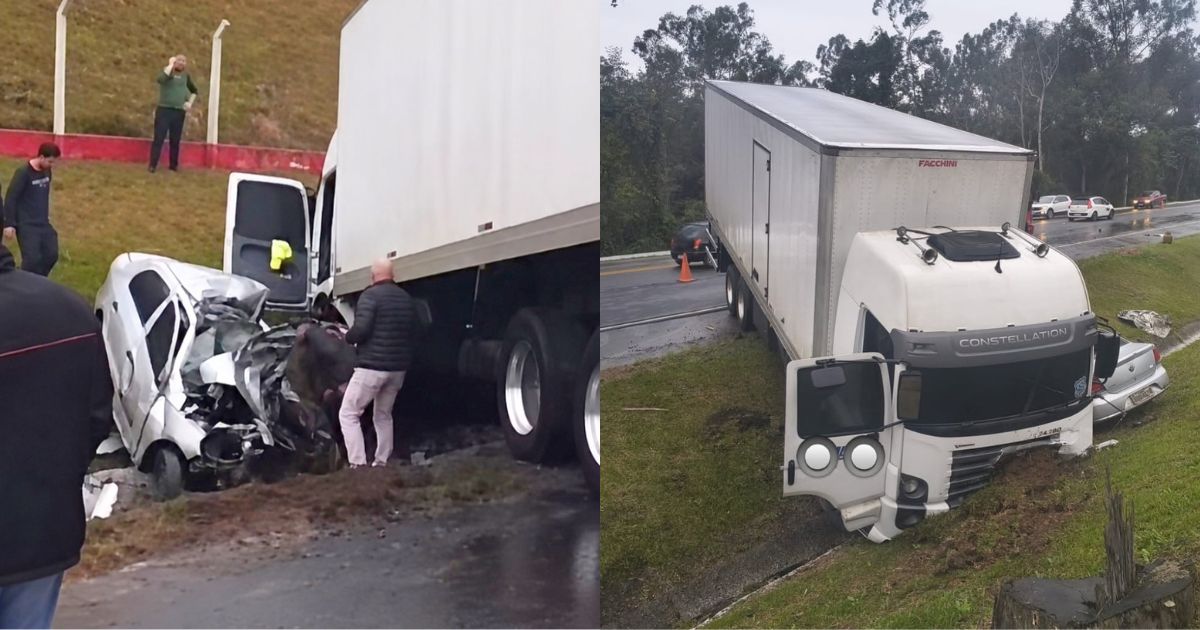 Grave acidente mata motorista e deixa carro irreconhecível na BR-470 em SC