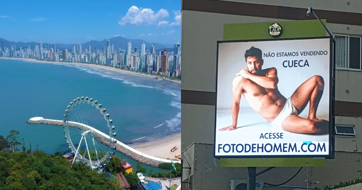 Outdoor com homem de cueca é retirado após polêmica em Balneário Camboriú: ‘Não é