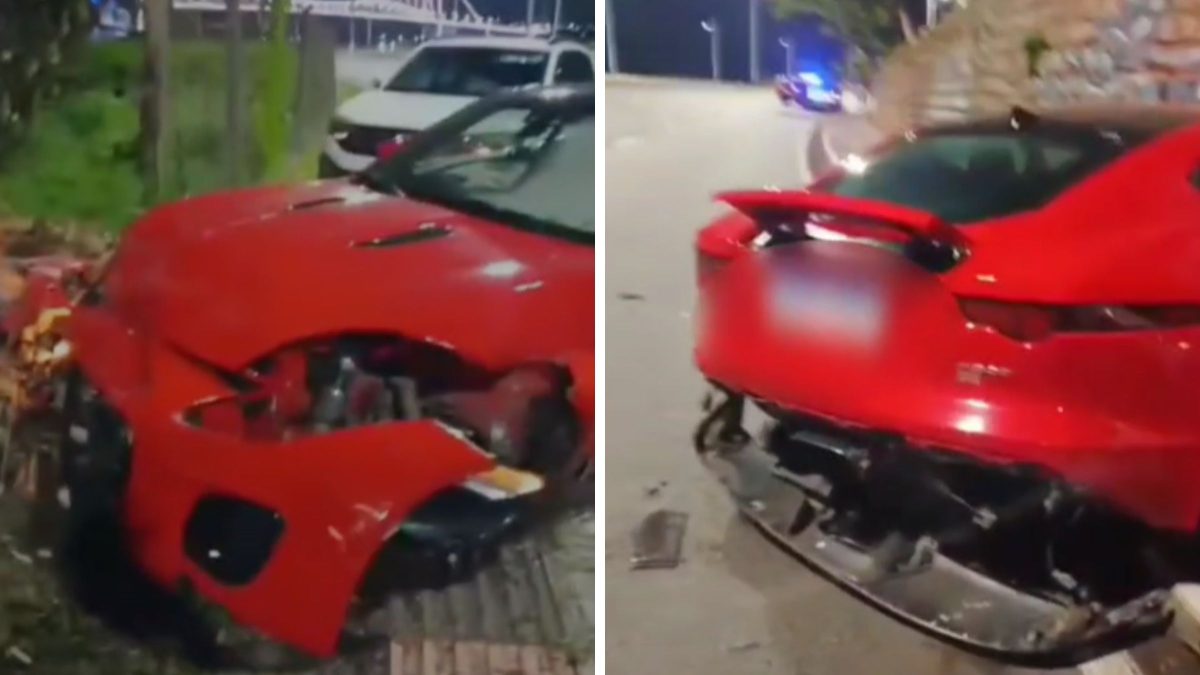 VÍDEO: Supercarro de R$ 600 mil se envolve em acidente em SC e motorista foge do local