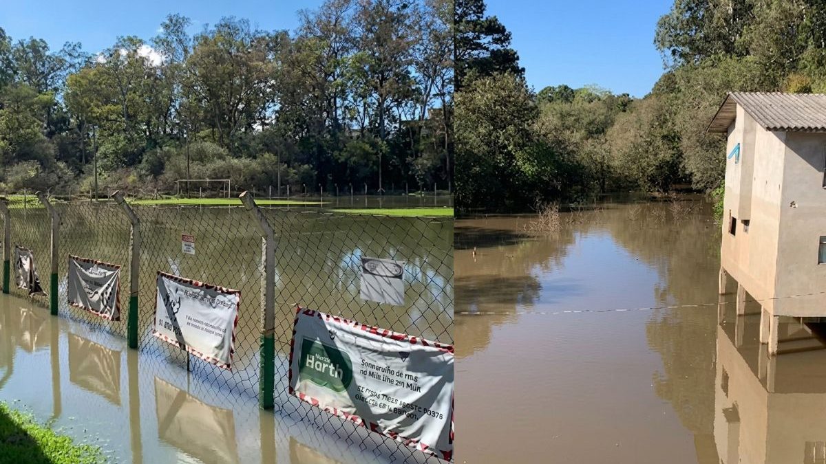 Mesmo com trégua nas chuvas, rio avança, atinge nível de alerta, chega a 6,17 metros e alaga ruas em SC - Foto
