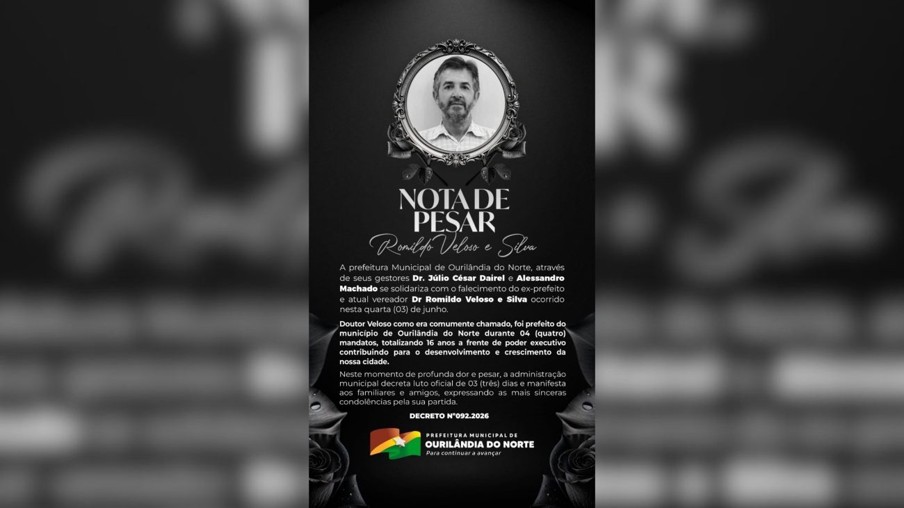 Prefeitura de Ourilândia do Norte emite nota de pesar após morte de vereador.