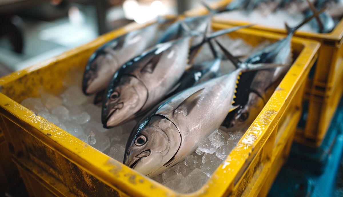 peixes recém pescados em estoque