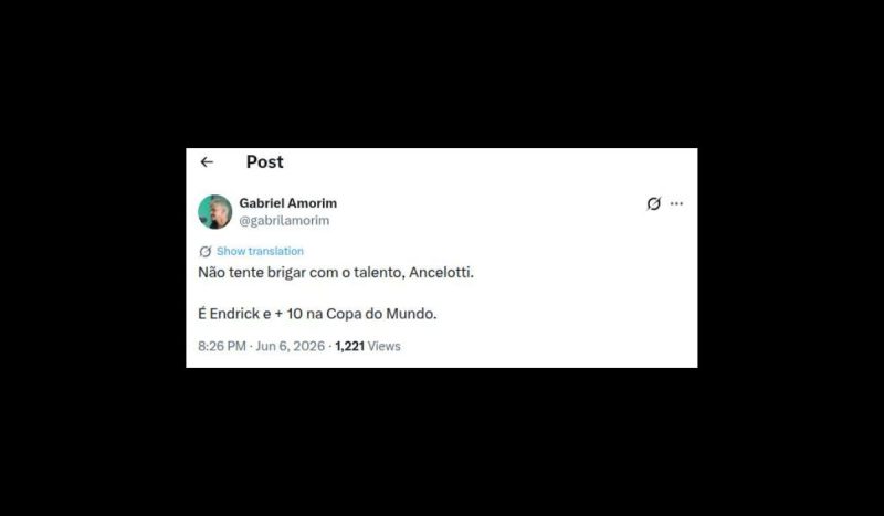 Endrick marcou o segundo gol do Brasil na partida - X/Reprodução/ND Mais