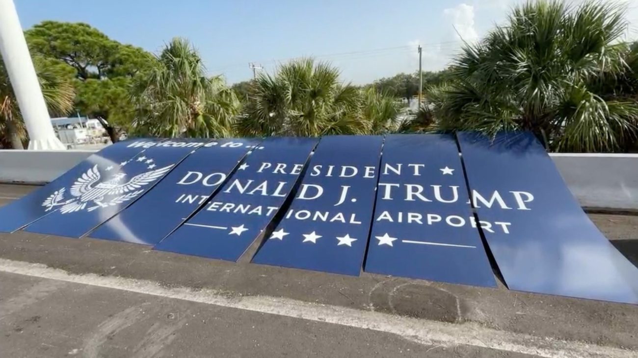 As atualizações de sinalização continuam enquanto o aeroporto se prepara para Donald J. Trump International rebrandingFoto: FOX/Reprodução/ND Mais