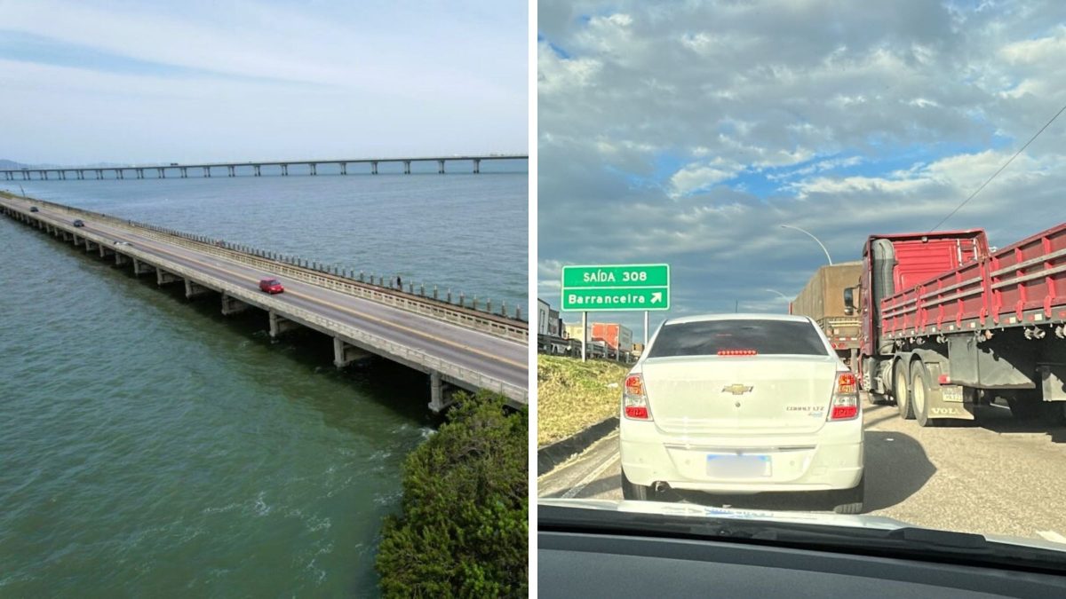 Ponte interditada em SC causa 4 km de filas na BR-101