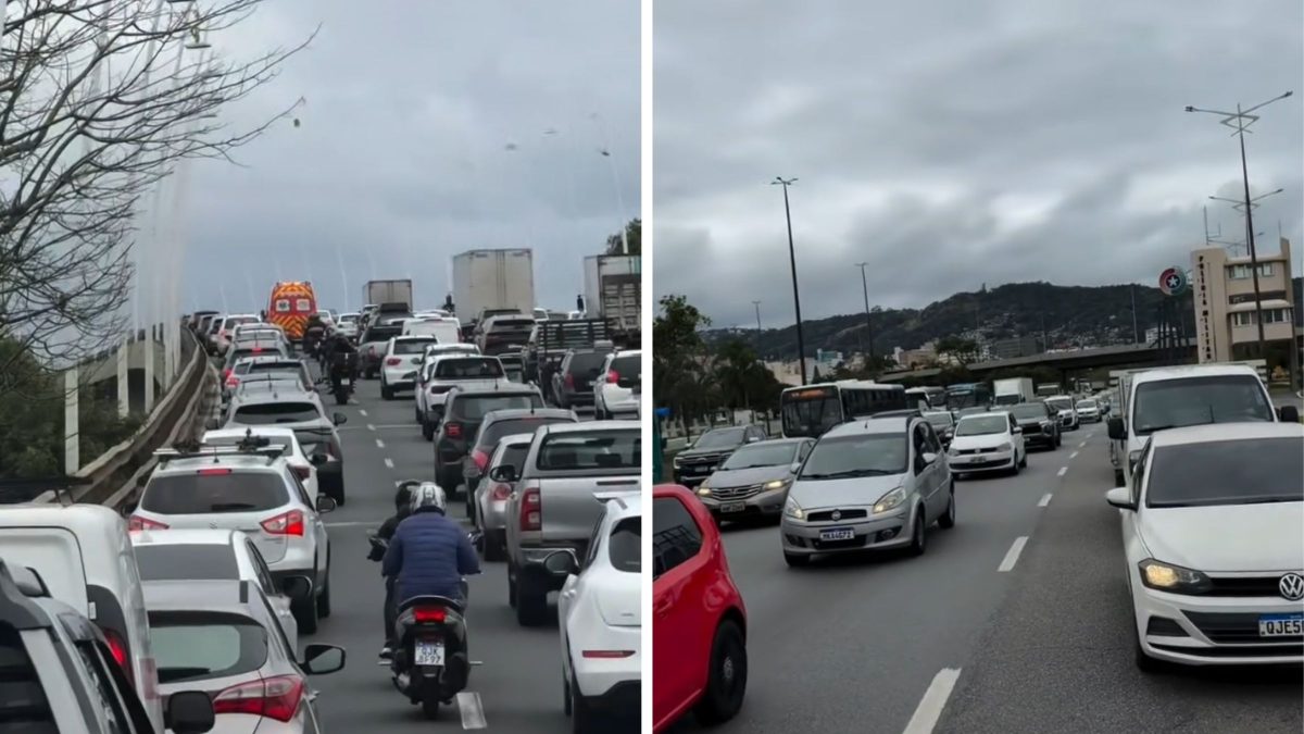 Trânsito ‘trava’ na saída da Ilha e faz motoristas se aglomerarem em filas quilométricas em Florianópolis - QTU Questões do Universo