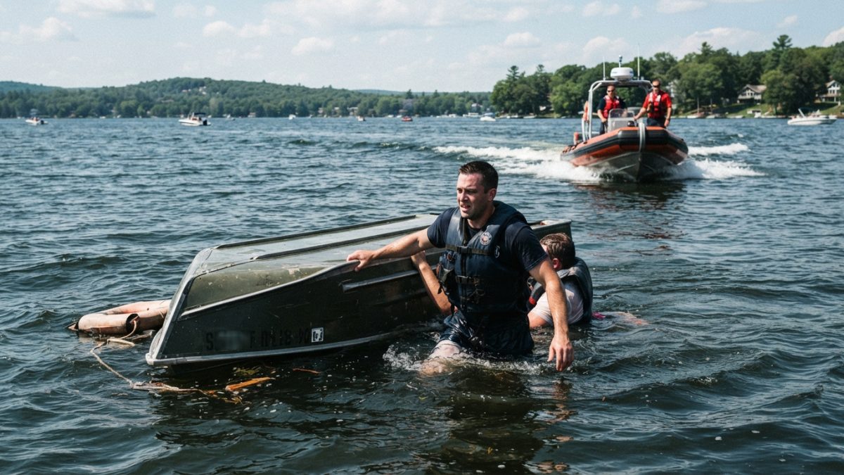 Bombeiro salva crianças de afogamento ao notar algo estranho durante passeio com a filha em lago no Texas e descobre que três vítimas estavam presas sob um barco virado
