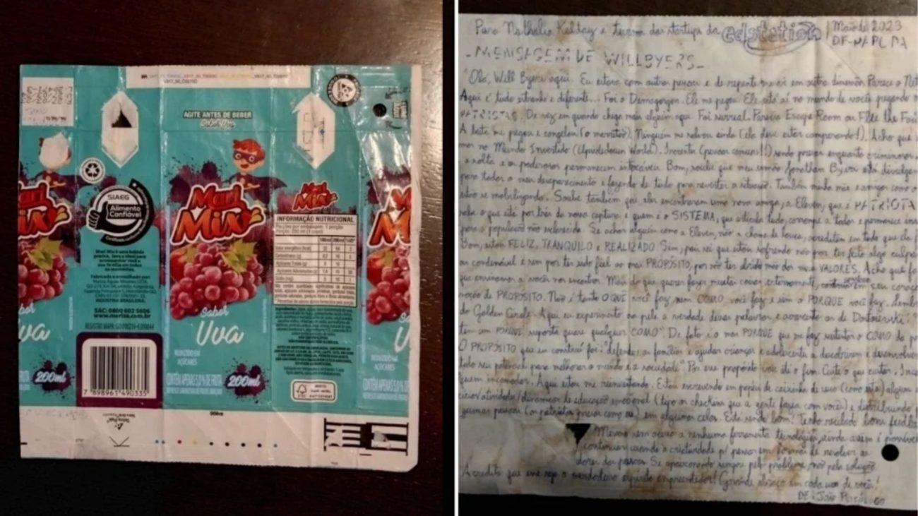 embalagens de suco e papel; livro sobre o 8 de janeiro