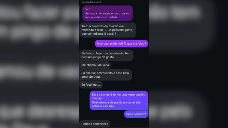 Resposta de Jessica sobre o episódio da cadeirada - Floripa Mil Grau/floripamilgrau/Instagram