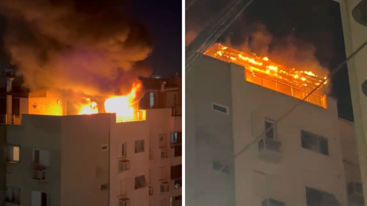 VÍDEO: Incêndio atinge cobertura de prédio no Centro de Criciúma e moradores são evacuados
