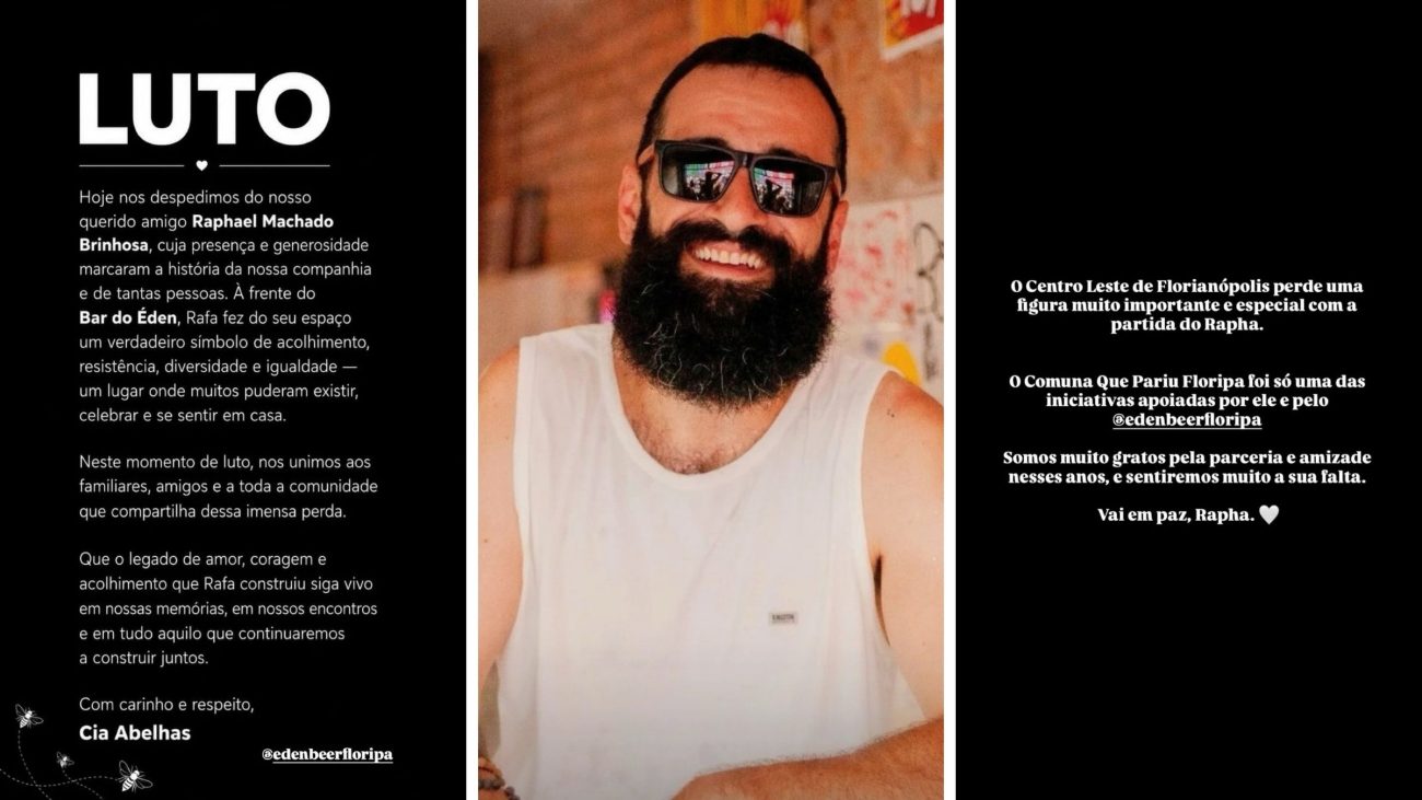 Amigos e coletivos destacaram sua generosidade e o apoio constante a projetos culturaisFoto: @edenbeerfloripa/Redes Sociais/Reprodução/ND Mais