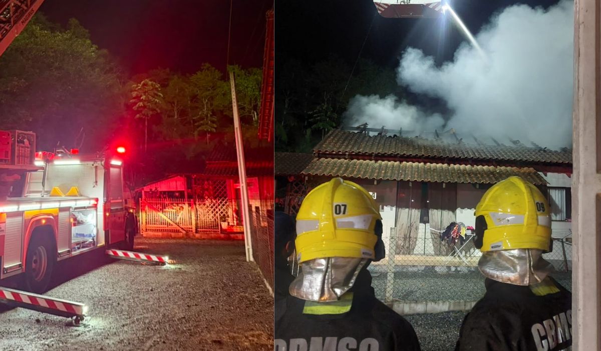Incêndio em Blumenau destrói parte de casa após curto-circuito