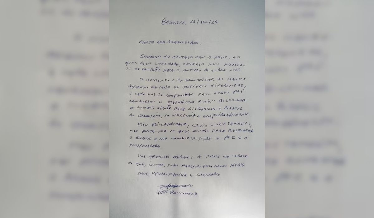 Carta foi divulgada neste sábado (11) nas redes sociaisFoto: Divulgação/ND Mais