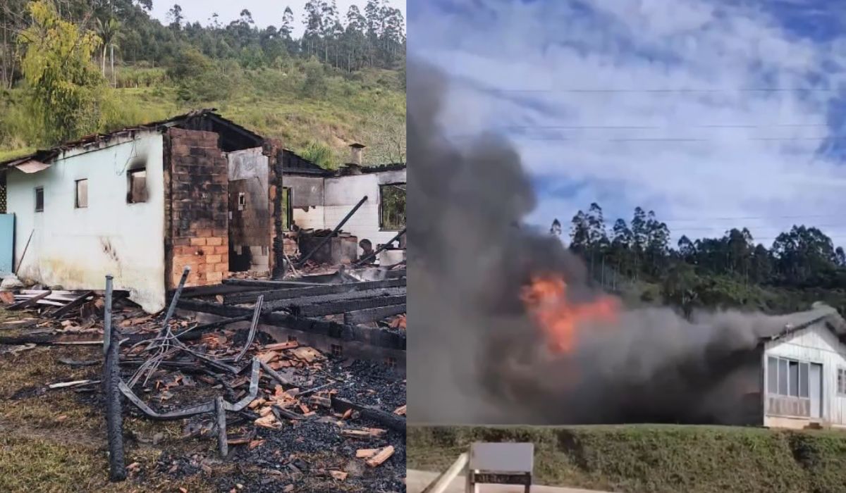 VÍDEO: Incêndio destrói completamente casa em Apiúna
