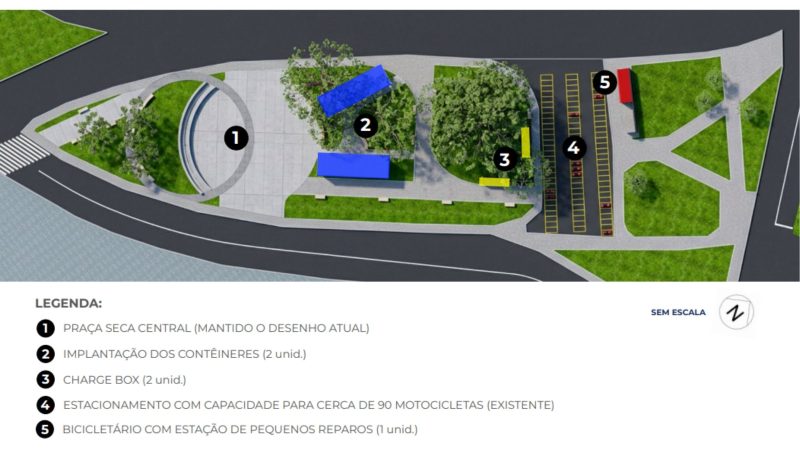 Projeto do ponto de apoio aos motociclistas entregadores em Florianópolis - Reprodução/PMF/ND Mais