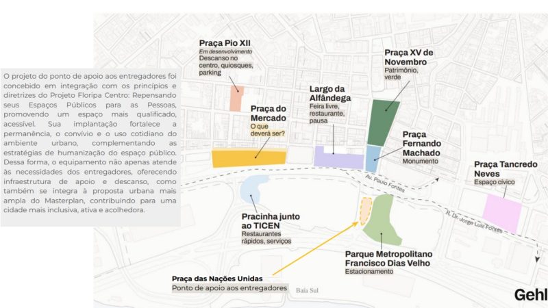 Projeto do ponto de apoio aos motociclistas entregadores em Florianópolis - Reprodução/PMF/ND Mais