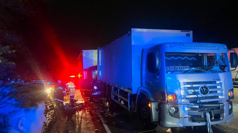 Acidente deixou trânsito lento na BR-101, em Palhoça. - Rubens Felipe/ND Mais