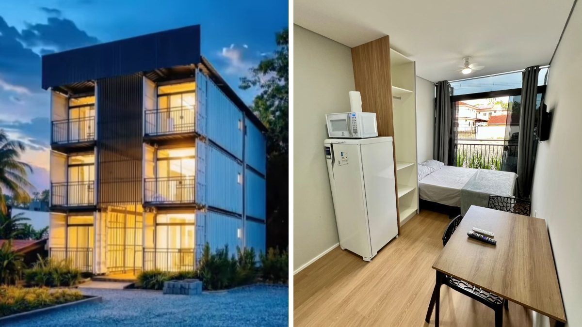 Contêineres viram prédio com 12 apartamentos e empresário aposta em novo modelo