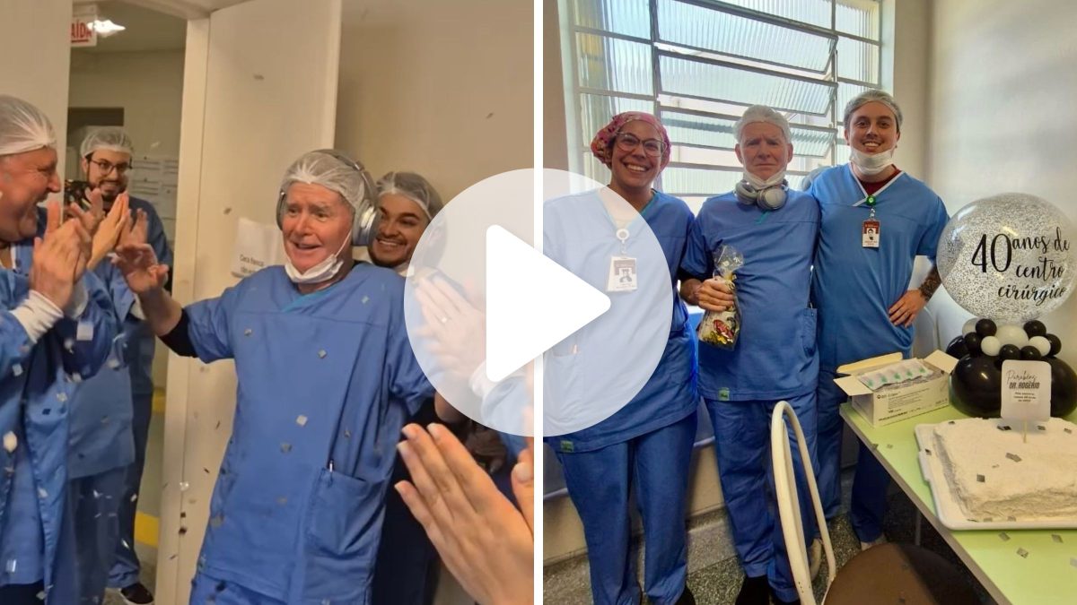 Médicos armam surpresa para colega veterano com bolo e confete em hospital de SC: ’40 anos é uma vida’ - QTU Questões do Universo
