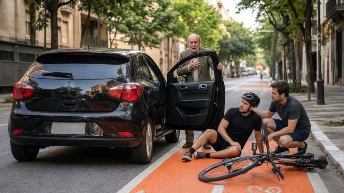 Abrir a porta do carro no momento errado pode causar acidente com ciclista e gerar multa e outros problemas. Quem paga a conta? - QTU Questões do Universo
