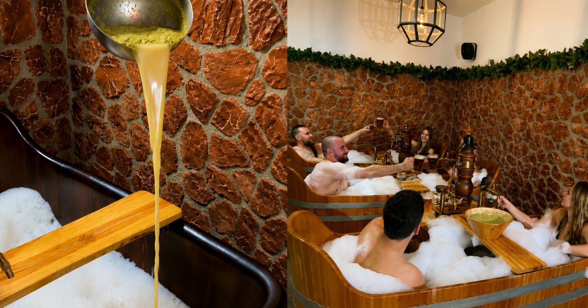 Eles tomaram um ‘banho de cerveja’ a 36 °C em uma banheira para relaxar o corpo, mas se