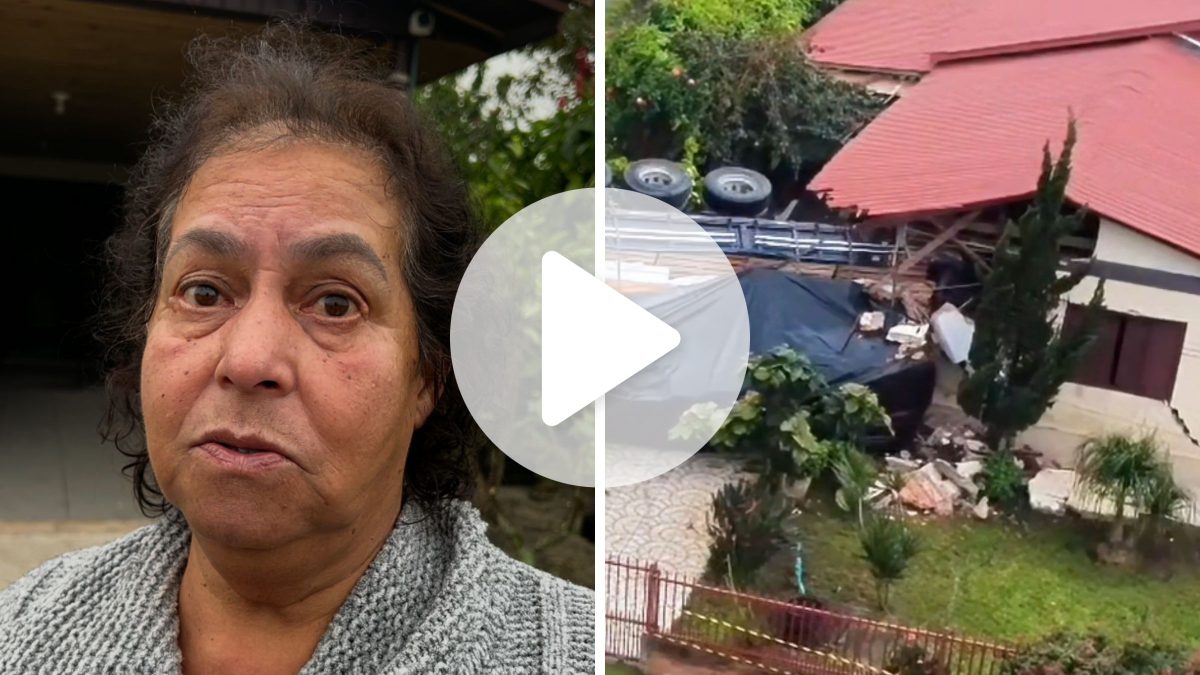 ‘Não posso ficar na rua’: mulher que teve a casa destruída por caminhão na BR-101 em SC dorme em vizinho e espera posição do DNIT - QTU Questões do Universo