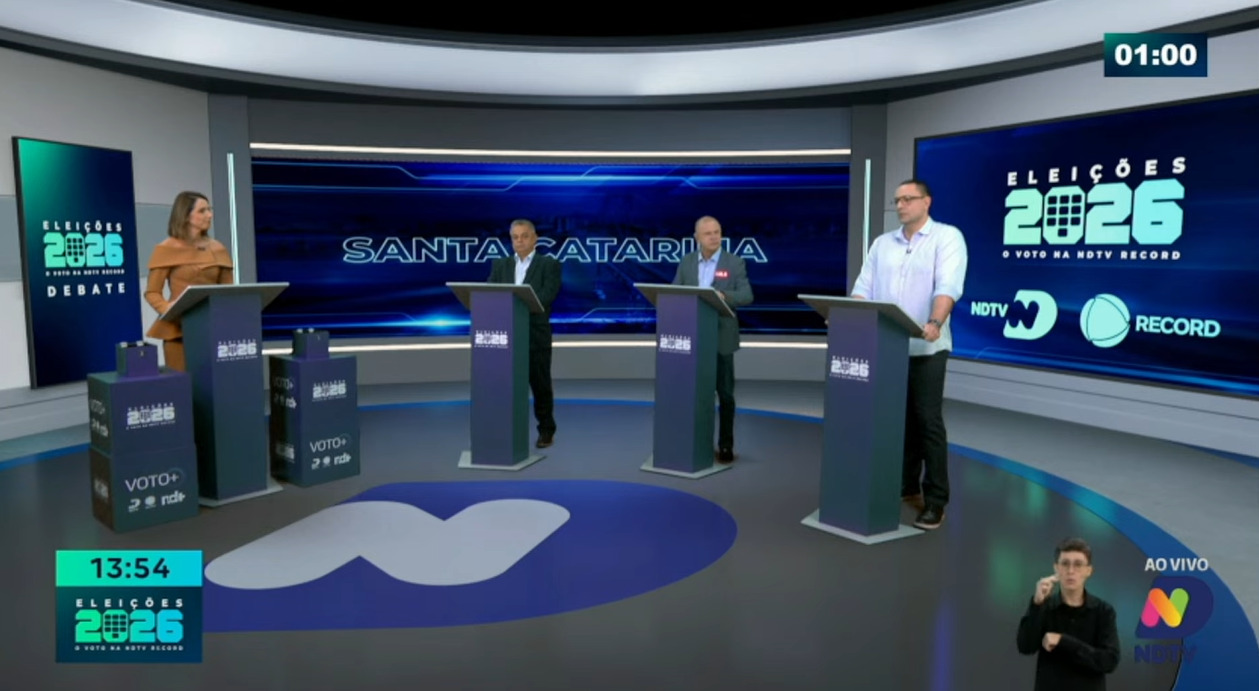 Como foi o primeiro debate entre candidatos ao Governo de Santa CatarinaFoto: Reprodução/NDTV RECORD/ND Mais