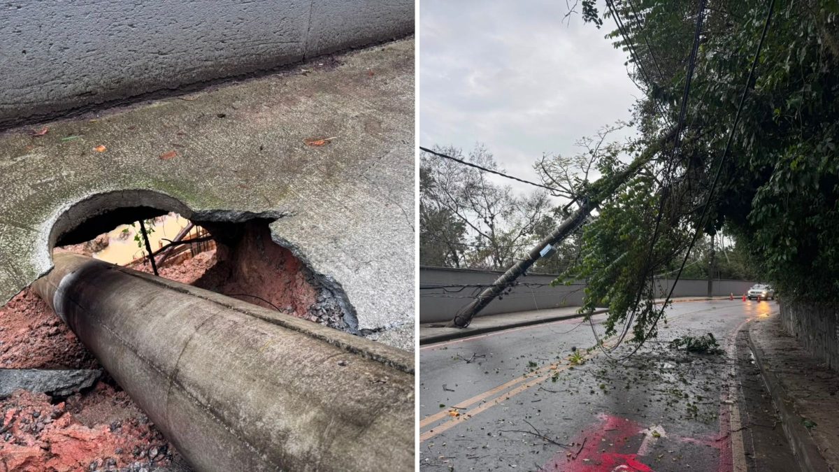 Bairro de Florianópolis fica mais de 12 horas sem luz após queda de poste e deslizamento