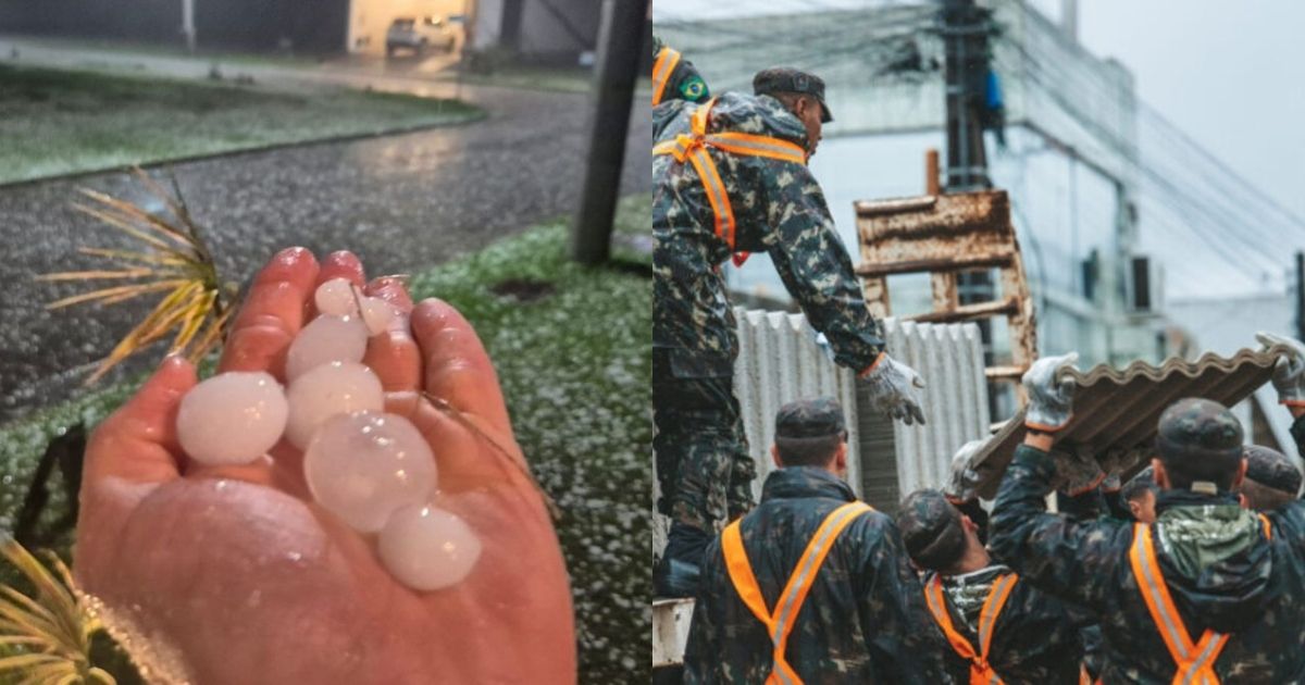 ATENÇÃO, BIGUAÇU! Granizo afeta 6 mil pessoas e Exército é convocado