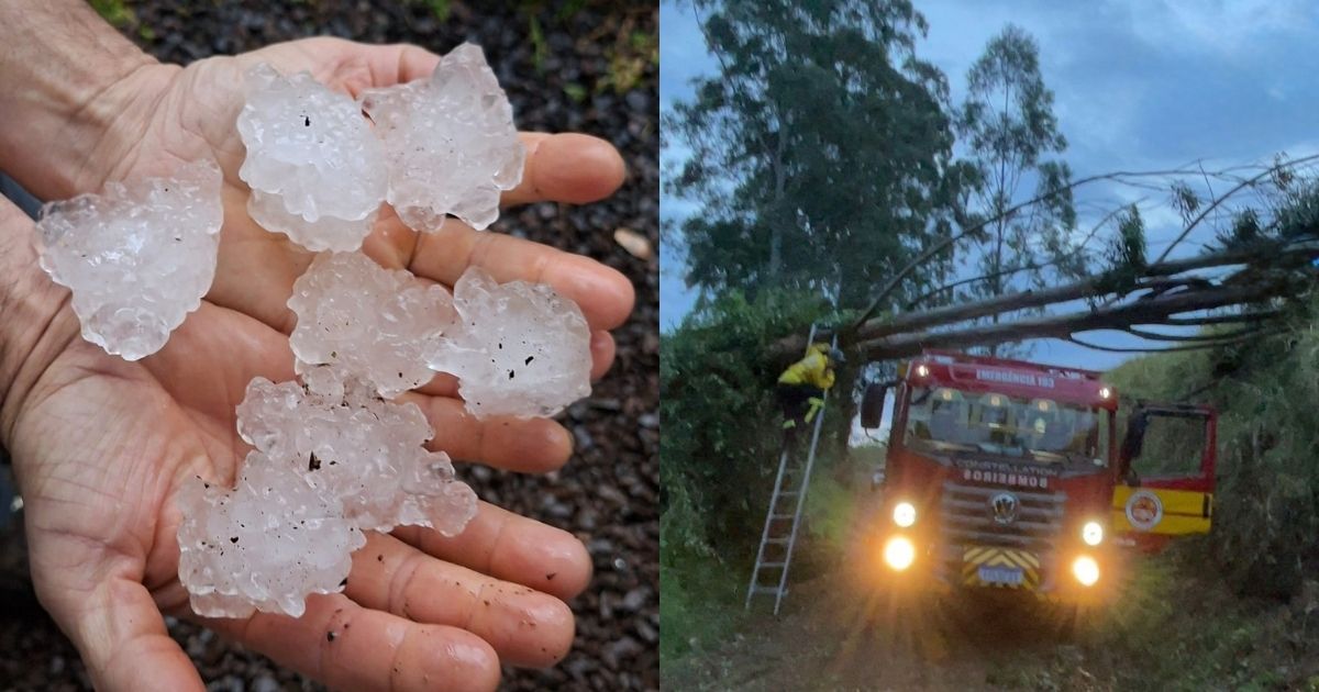Sob atuação de ciclone extratopical, tempestades com granizo deixam rastro de destruição em municípios de SC