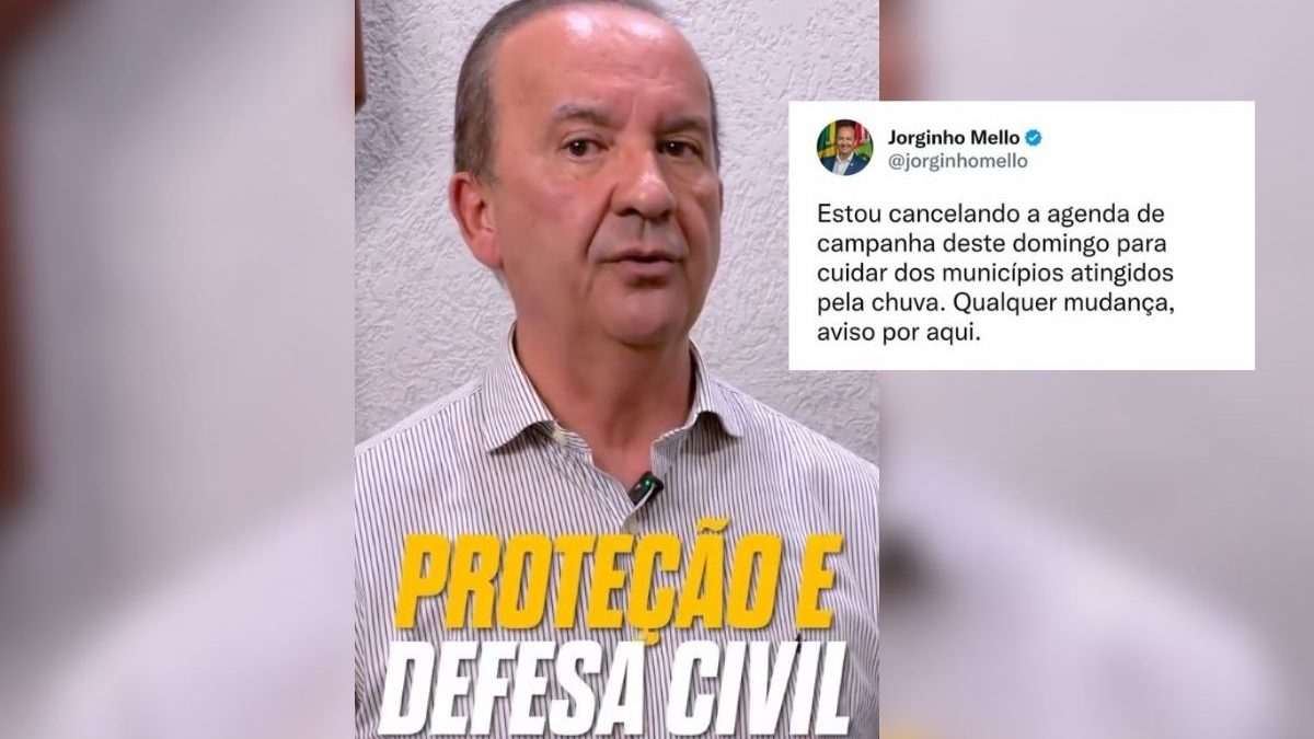 Jorginho Mello cancelou agenda de campanha após cinco cidades decretarem situação e emergência - QTU Questões do Universo