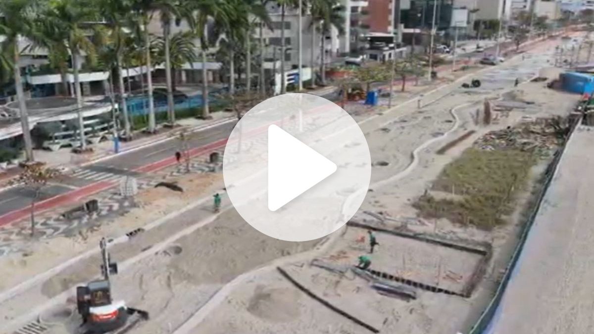 Vídeo mostra ângulo surpreendente de ‘muralha’ de 6 km que promete proteger praia