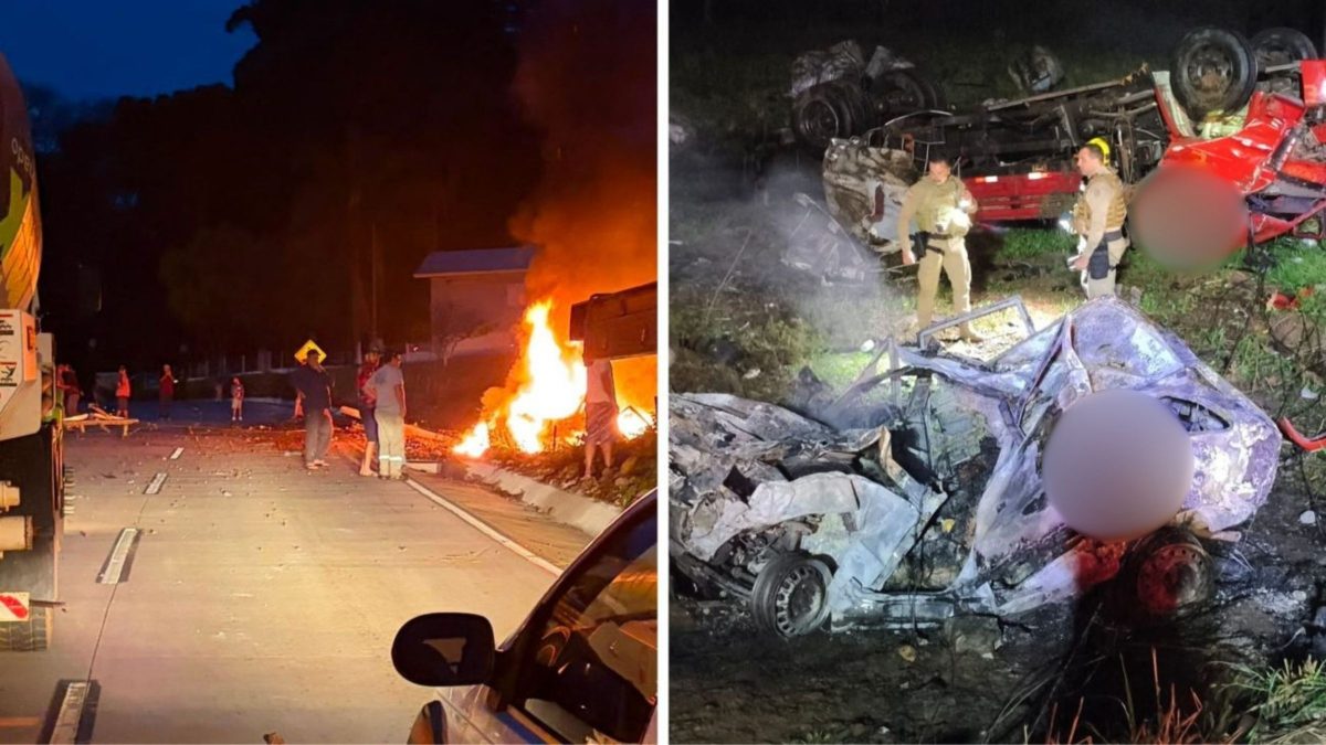 Tragédia na SC-305: pai e filhos morrem carbonizados após colisão derrubar poste de alta tensão sobre carro - QTU Questões do Universo