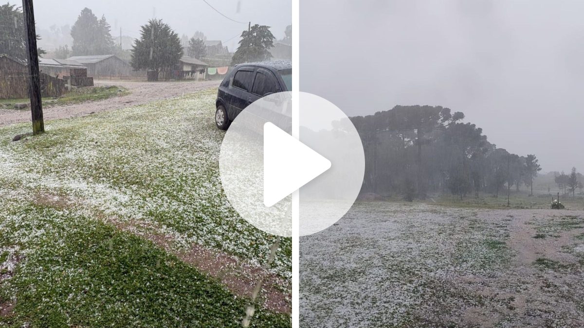 ATENÇÃO, SERRA: Temporal de granizo cobre cidades de gelo neste domingo (30)