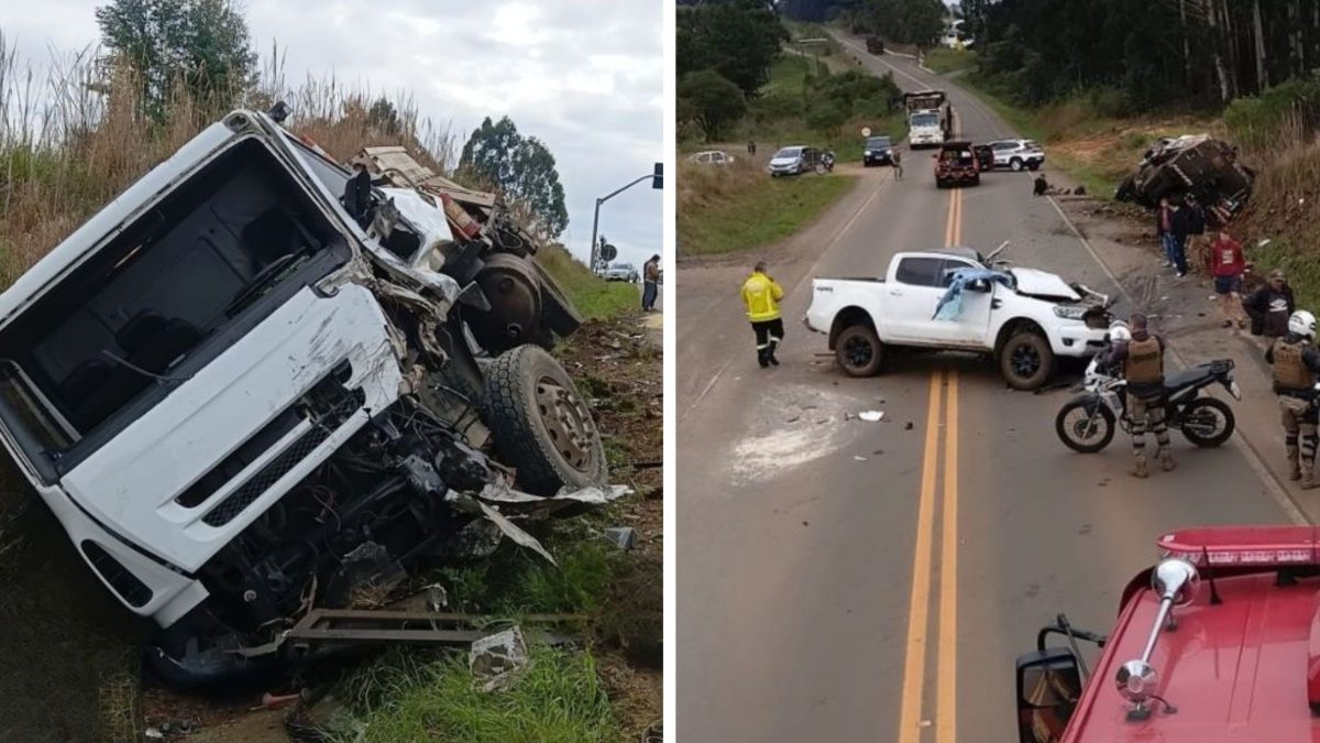 Motorista fica preso nas ferragens após colisão entre caminhonete e caminhão na SC-120 - QTU Questões do Universo