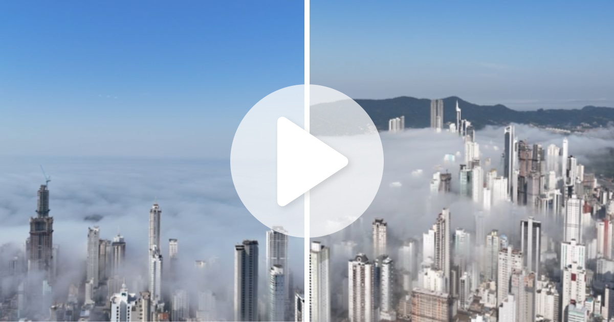 VÍDEO: ‘Mar de nuvens’ transforma cidade dos arranha-céus, esconde parte dos prédios e cria cena de filme em SC - QTU Questões do Universo