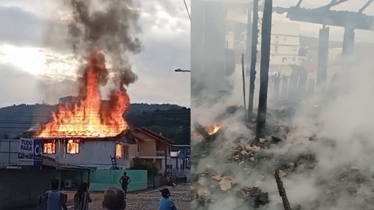 FOTOS: Incêndio de grandes proporções que destruiu casa completamente deixou uma pessoa com queimaduras graves de primeiro e segundo grau em SC - QTU Questões do Universo