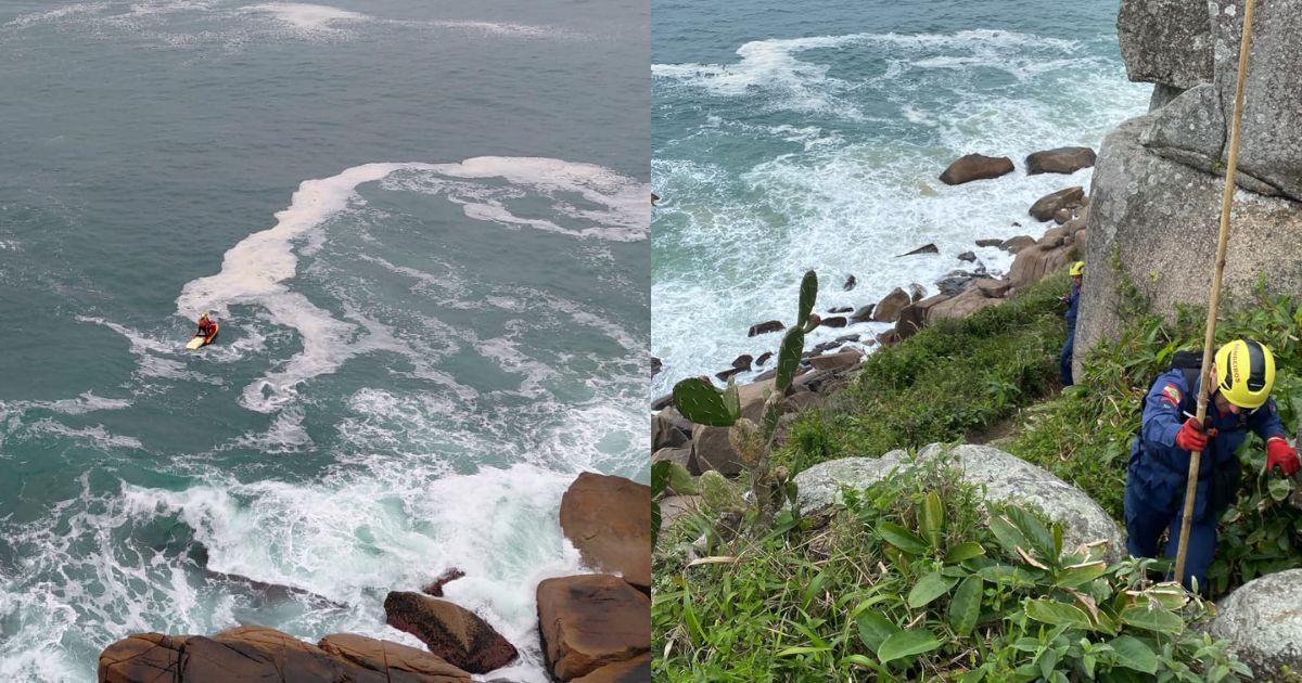 Buscas pelo homem que desapareceu após sair para pescar na Praia Brava são retomadas pelo