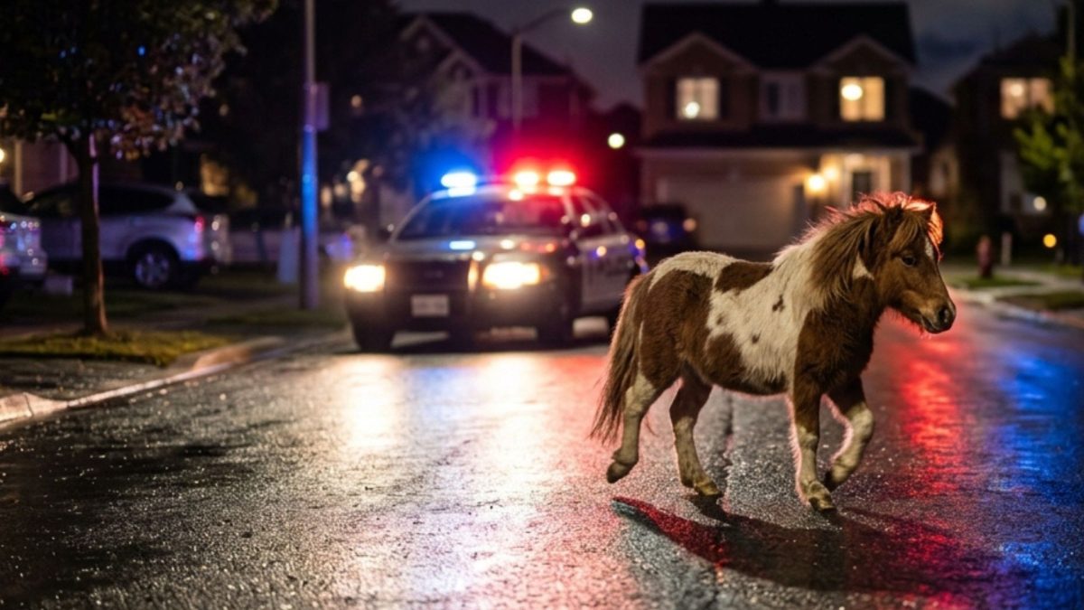 Pônei foge de casa durante a noite e coloca policiais em uma perseguição pelas ruas, até que os agentes descobrem que o ‘fugitivo’ era muito diferente do que imaginavam - QTU Questões do Universo